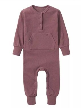 Little Bipsy Waffle Long Sleeve Baby Romper - Huckleberry